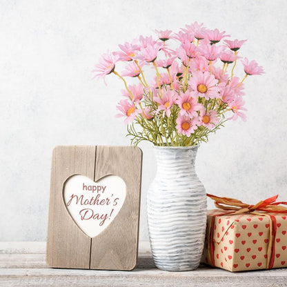 Artificial Daisy Flowers 6 Bundles 21” Faux Silk Daisy Flowers with Stems for Home Garden Vase Decor, Pink