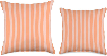 Cute Pastel Coral Peach Striped Pattern Minimalist Throw Pillow