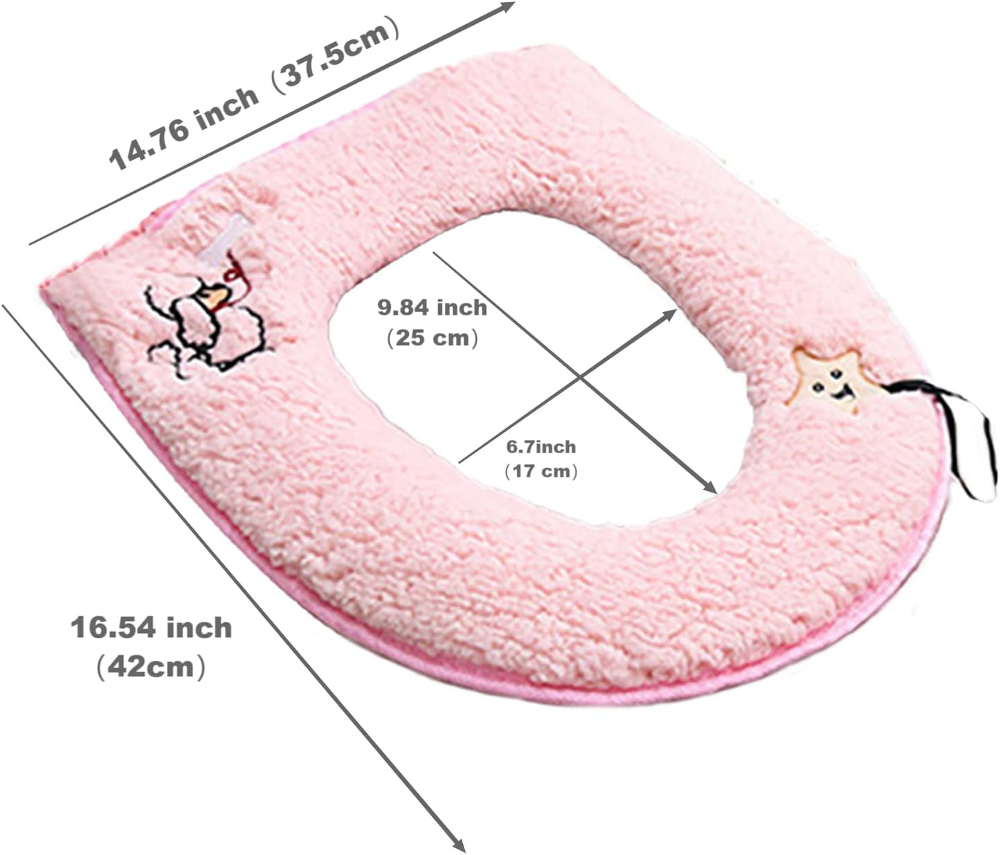 Toilet Seat Warmer Cover & Toilet Lid Cover Pink Fuzzy Toilet Seat Covers for Bathroom with Zipper Handle Plush Thicker Washable