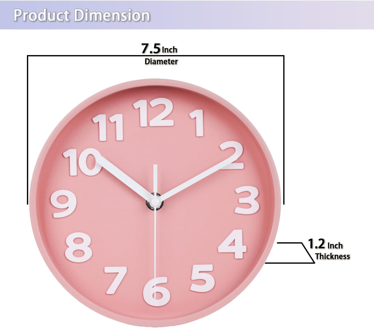 JENLYSTIME 8 Inch Vibrant Pink Modern Wall Clock – Silent Non-Ticking, Bold 3D Numbers, Precise Quartz Movement | Decorative Desk & Wall Clock with Stand for Home, Kitchen, Bedroom, or Office