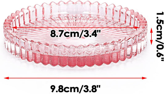JUXYES 5 Pack Amber Tone Crystal Coasters Round Cup Mat, Glass Coasters for Drinks Coffee Tea Wine, Decorative Wine Bottle Coaster, Crystal Drink Coaster for Restaurant bar Kitchen Dining Table