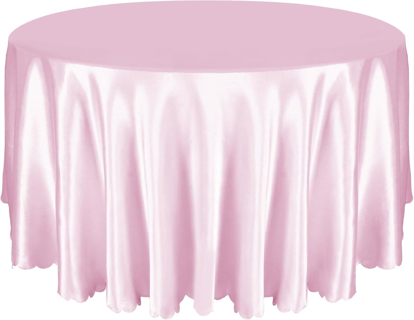 Entisn 1 Pack 90 Inch / 7.5 Ft Round Tablecloth, Pink Satin Table Cloth for 30-72 Inch Table, Overlay Bright Silky Satin Table Cover, Wrinkle Resistant Table Decoration for Wedding Banquet Party