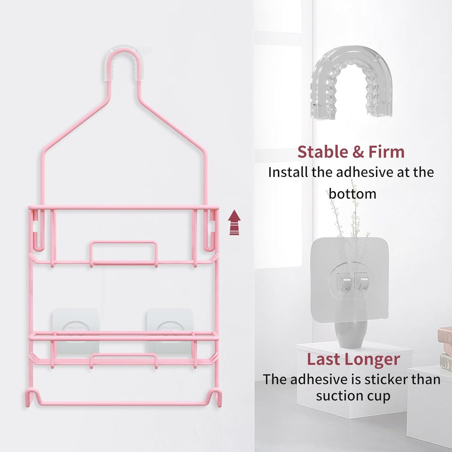 TreeLen Shower Caddy Pink, Large Shower Racks for Inside Shower, Pink Bathroom Organizer, Gift for Girlfriend