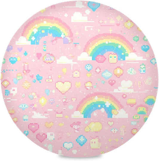 Pixal Peach Pattern Rainbow placemats round washable reusable chalkboard placemats rustic individuales para 15.4x15.4in set of 6