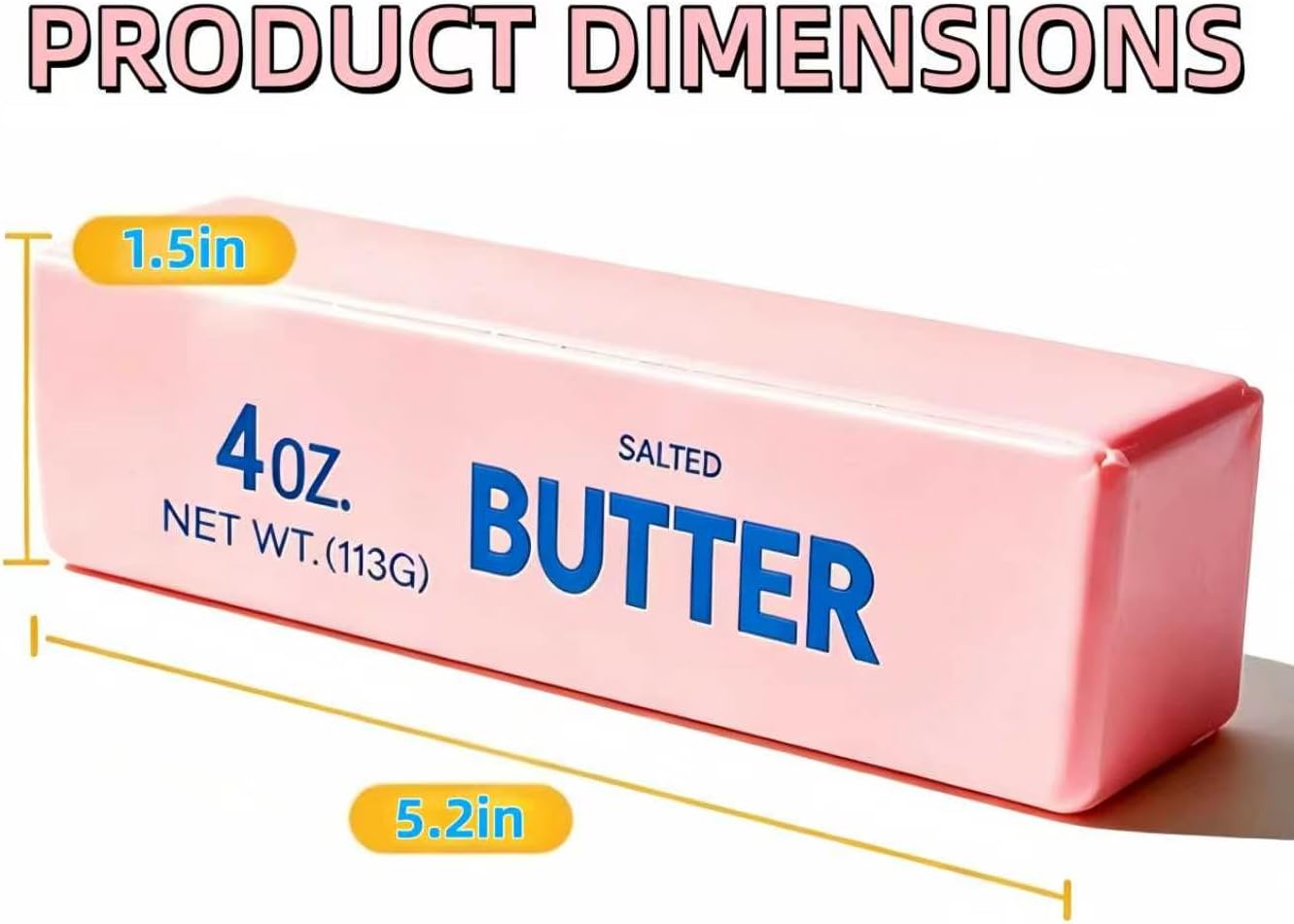 Slow Rebound Cute Butter Squeeze Stress Balls,Realistic Soft Butter Stick Fidget Toy, Slow Rising Portable Squishy for Adults Anxiety & Stress Relief, Sensory Gifts for Office, Home (Pink)