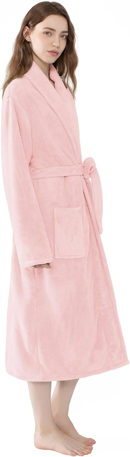 Soft Robe For Women，Warm Plush Bath Robes Female，Spa Towel After Shower Lightweight Long Bathrobe