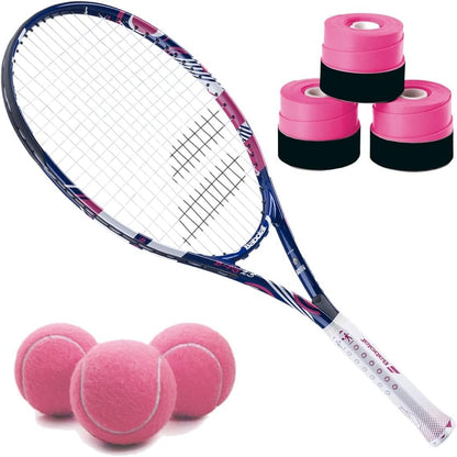 Babolat B'Fly Tennis Racquet Bundled with 3 Overgrips and 3 Pink Tennis Balls