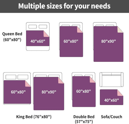 Deep Dream Waterproof Blanket for Bed, King Size Reversible Soft Flannel Love Blanket for Couples Washable, Spill-Proof Bed Blanket Dog Blanket for Sofa, Bed,Travel (80"x90", Rose Purple/Pink)