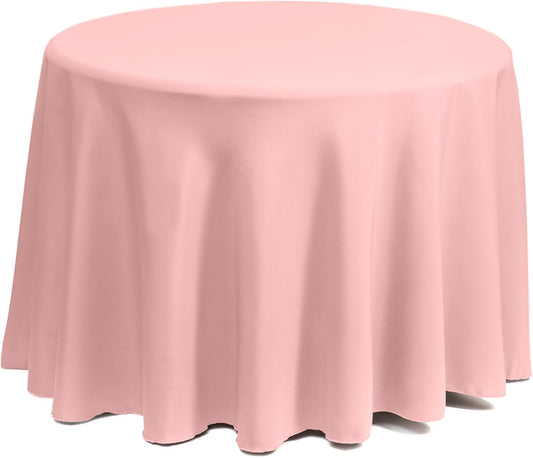Gee Di Moda Round Tablecloth - 70 Inch Pink Round Table Cloth for 24 to 48 Inch Round Tables - Heavy Duty Washable Fabric - for Buffet Table, Holiday Party, Dinner, Wedding & Baby Shower