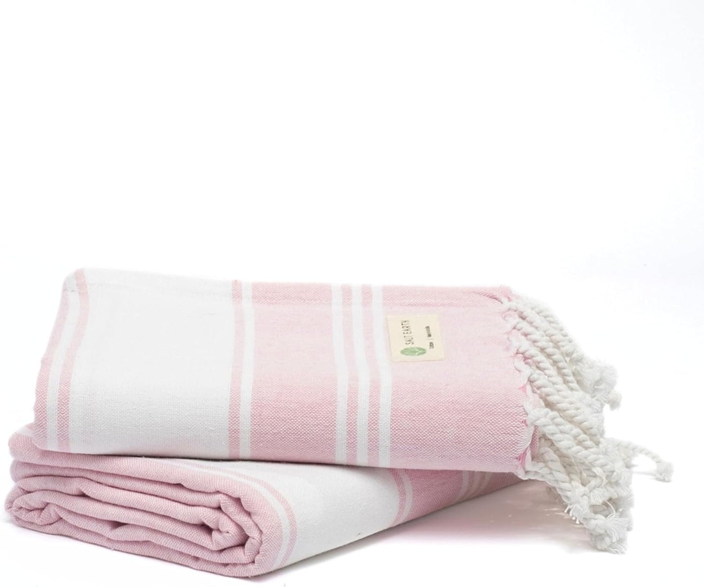 Salt Earth Cotton Turkish Beach Towel (Set of 2, 36"x72") - Soft, Quick Dry, Sand Resistant, Absorbent Towels for Bathroom, Home, Travel, Pool, Spa, Bath, Swim - Beach Towels Oversized (Pink)