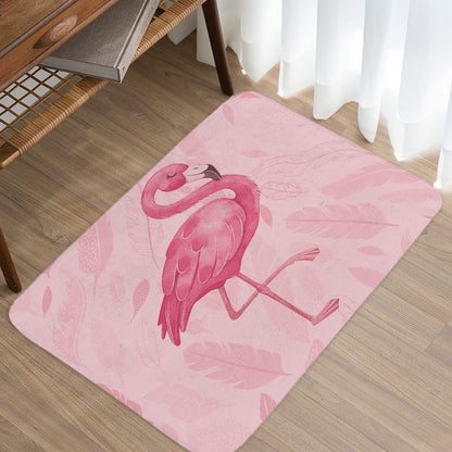 MERCHR Pink Bathroom Rugs Cute Flamingo Modern Art Boho Bath Mat Soft Flannel Bath Rugs for Bathroom 17 x 29 Inches