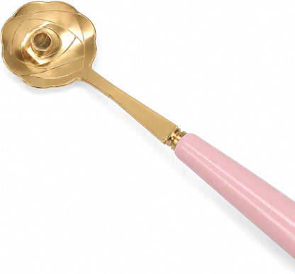Flower Shaped Teaspoon Stainless Steel Tableware with Pink Handle, 5.1in Dessert Spoon - Elegant Rose Design, Comfortable Grip for Ice Cream & Tea (Pink Handle)
