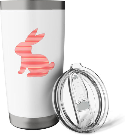 Cute Peach Red Pink Minimalist Horizontal Striped Pattern Stainless Steel Insulated Tumbler