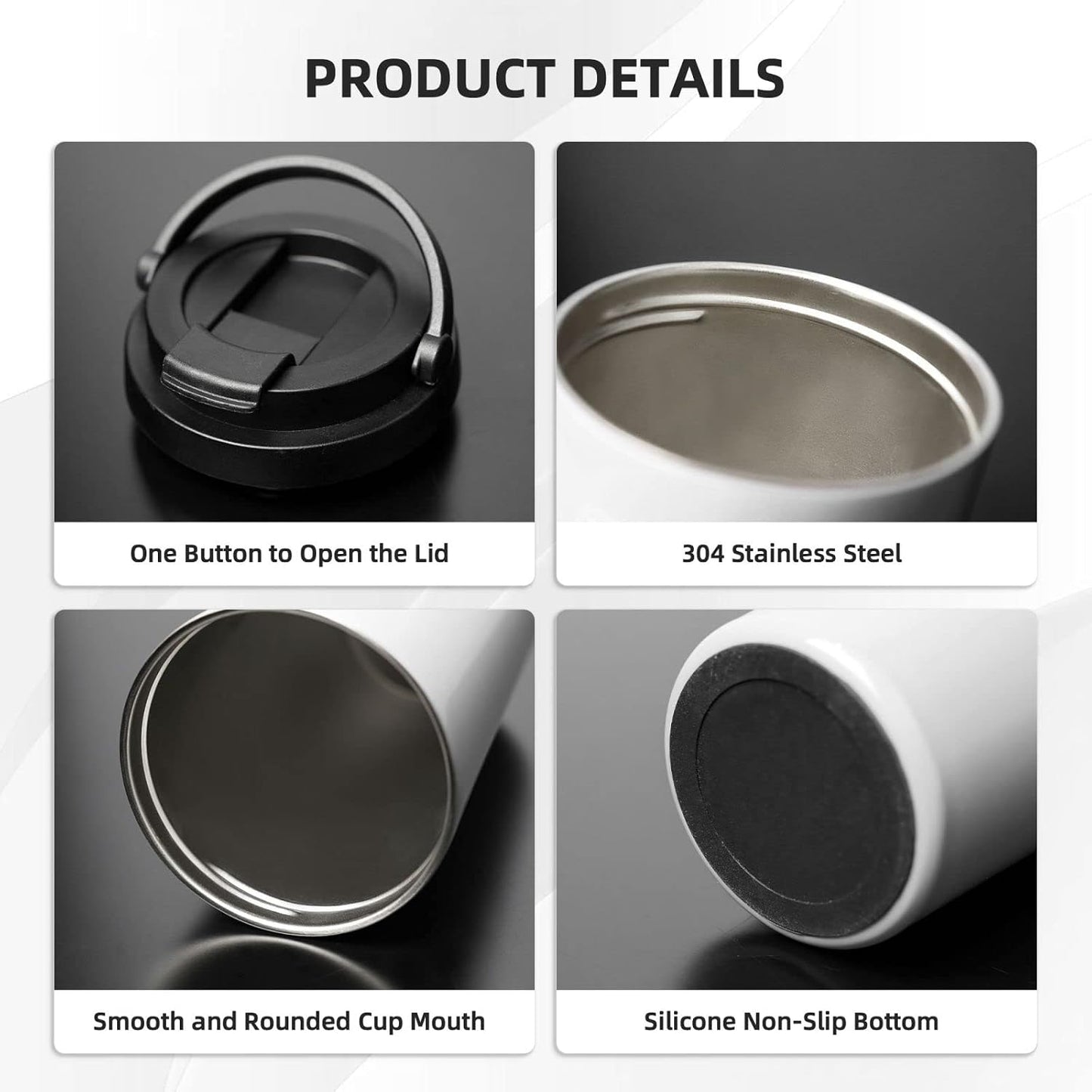Apricot Peach Fruit Pattern Office Coffee Tumbler | Stainless Steel Travel Coffee Cup Double Wall Insulated Flip Lid Lightweight Portable Driving Mug