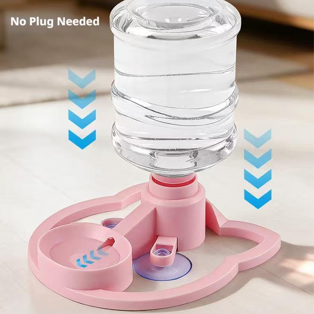 Cat Water Fountain Stand, Automatic Anti-Tipping Cat Water Bowl Kitten Waterbottle Basin Stand Pet WaterDispenser Station Fountain Rack for Indoor Cats, Puppy, Small Dogs Kitten Breed Balcony (Pink)