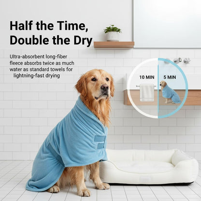 Dog Bathrobe, Microfiber Super Absorbent Pet Towel, Quick Drying Robe for Dogs Cats, Double Layer Hooded Warm Bath Towel, for Large Medium Small Pets After Bath Pool Beach (Pink, L(30–45 lb))