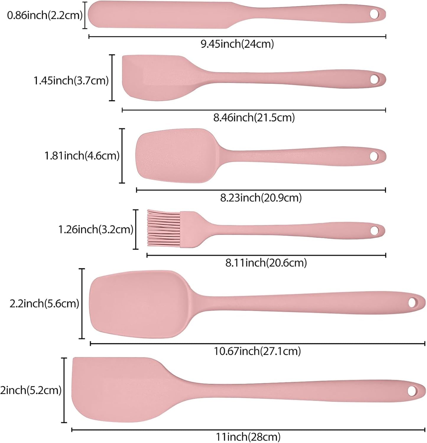 6 Pieces Silicone Spatula Set, Rubber Spatulas Silicone Heat Resistant Spatula Set for Kitchen Use, Food Grade Rubber Spatula with Ergonomic Grip, Cooking, BPA Free Dishwasher Safe(pink)