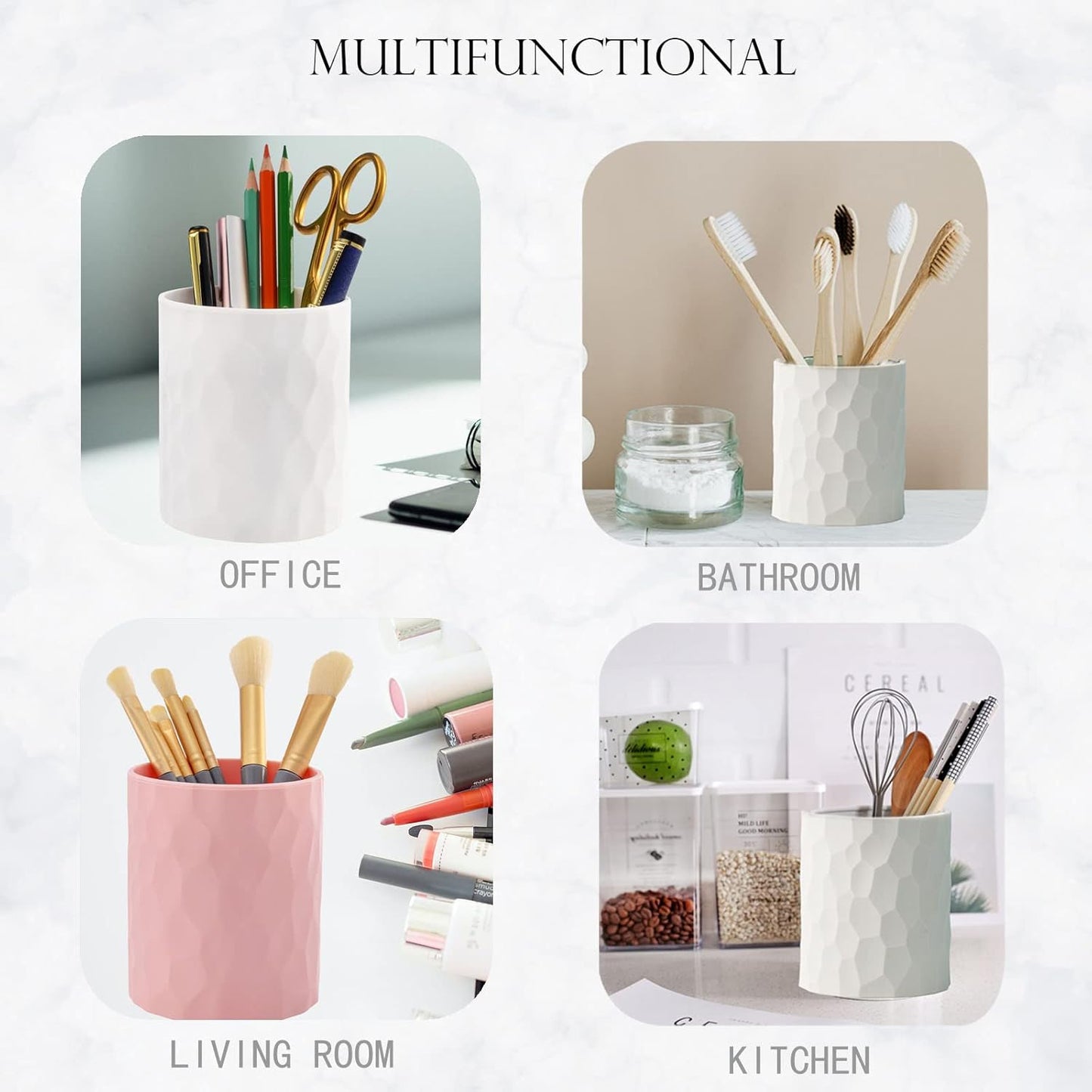 minimaliving Pen Holder,Nordic Style Silicone Waterproof Pencil Holder for Desk Simple&Modern Minimalist Makeup Organizer Multifunctional Office Supplies for Home,Kids and School (Pink)