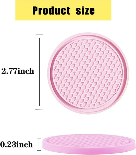 gunhunt 4-Piece Honeycomb Waterproof Fixed Tea Coaster, 2.75In PVC Anti-Slip Cup Holder Insert, Universal for Vehicle Interior Mats (Pink)