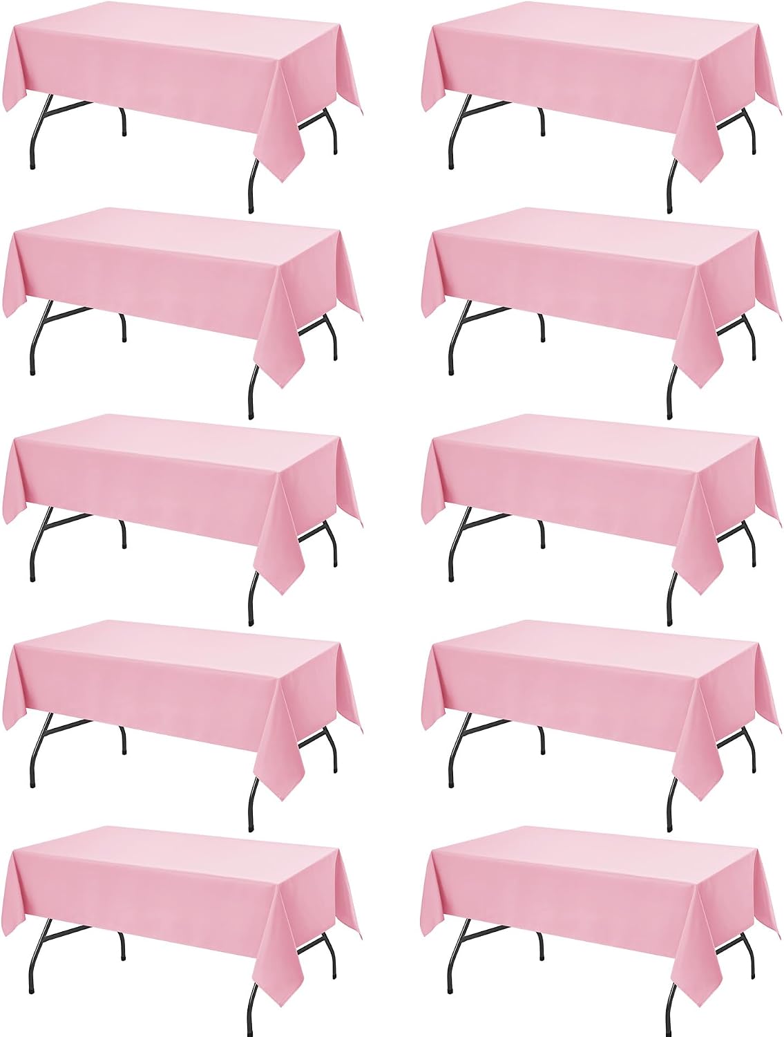 10-Pack Pink Tablecloths for Rectangle Tables, 54 x 108 Inches, Stain-Resistant Polyester Fabric for 6 Foot Tables - Washable Table Covers for Weddings, Banquets, Birthday Parties, Events
