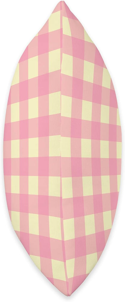 Cute Light Pink Yellow Plaid Gingham Check Checkered Pattern Throw Pillow