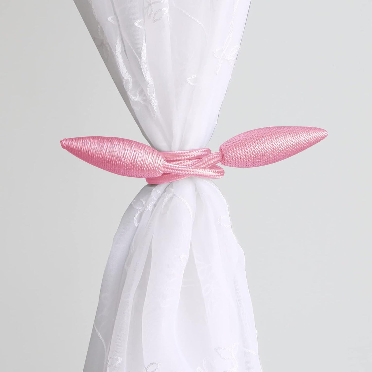 Valea Home 2 Pieces Curtain Tiebacks Clips Creative Window Drape Twist Tie Backs European Style Custom Made Curtain Holders Decorative Draperies Holdbacks, Pink