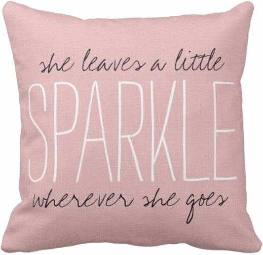 Emvency Throw Pillow Cover Cute Burlap Pink Blush Sparkle Monogram Decorative Pillow Case Home Decor Square 16 x 16 Inch Pillowcase