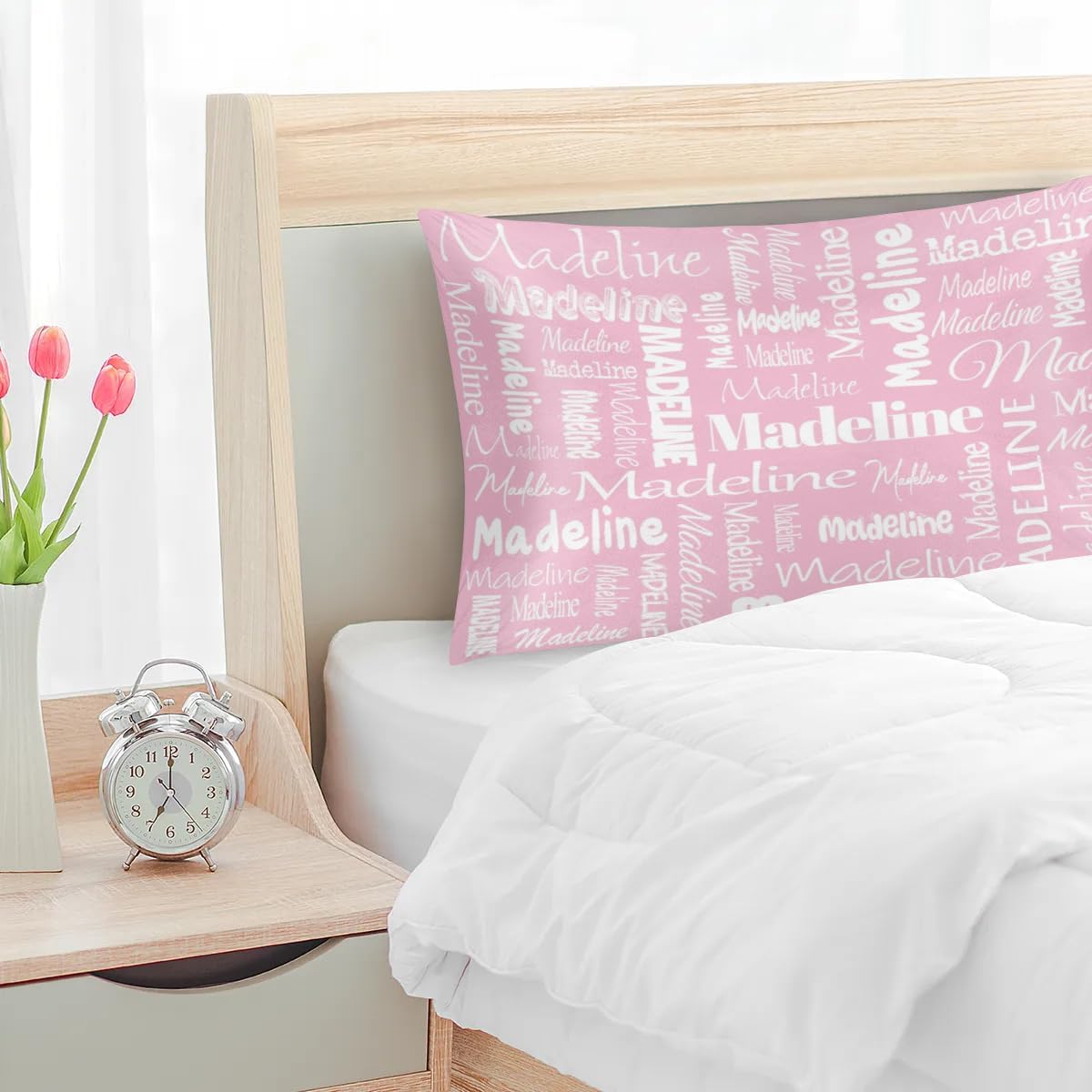 Custom Personalized Pillowcase, Women Silky Satin Pillowcase 1 Piece, Pillowcase with Zipper Suitable for Bedroom Bed Sleeping Peach Pink