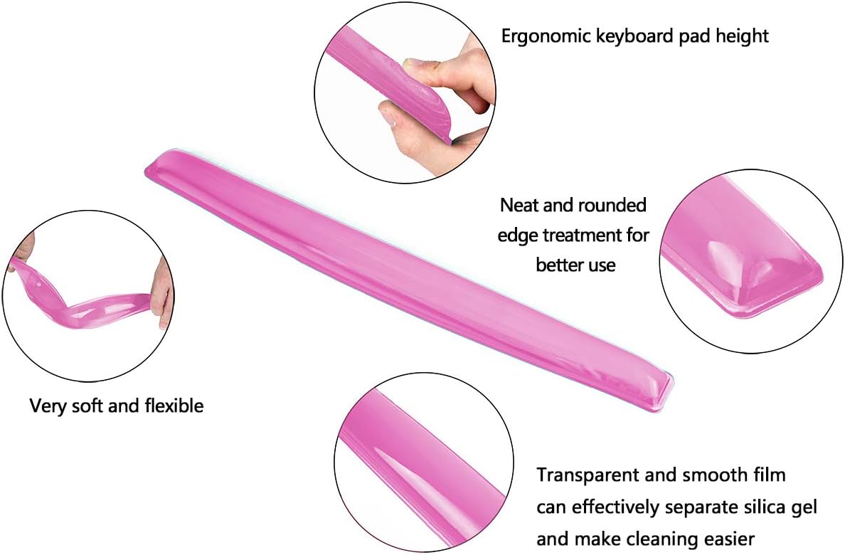 Gel Keyboard & Mouse Wrist Rest Set - Keyboard Wrist Rest Pad & Mouse Support for Office Gaming Pad Computer Laptop Ergonomic Comfortable Pain Relief-Pink Pad Set