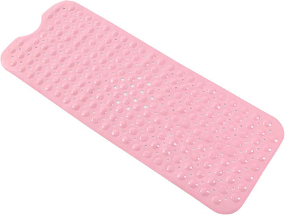 Anti-Slip Bathtub Shower mat, 40×16 inch（ 100 × 40cm） Soft Oversized Machine Washable Non-Slip Bathtub mat with Drainage Holes, Bathroom Floor Suction Cup.（1-Opaque Pink）