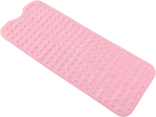 Anti-Slip Bathtub Shower mat, 40×16 inch（ 100 × 40cm） Soft Oversized Machine Washable Non-Slip Bathtub mat with Drainage Holes, Bathroom Floor Suction Cup.（1-Opaque Pink）