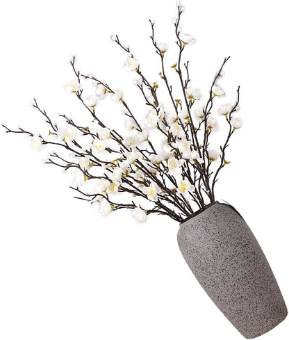 HERCHR Artificial Flowers, 7pcs Cherry Blossom Branches Spring Indoor Decoration 21.7in Long Stem Plum Fake Peach Plants for Wedding Home Hotel Bedroom Party Office Table Centerpieces Decor (White)