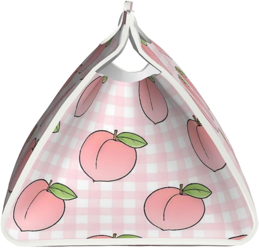 Fruit Peach Pinks Plaid Long Tissue Box Cover Paper Holder Home Decor 7.9'' x 4.9'' x 4.5''