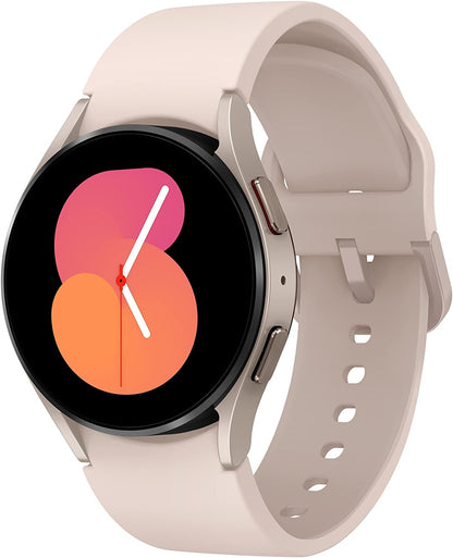 SAMSUNG Galaxy Watch 5 40mm Bluetooth Smartwatch w/Body, Health, Fitness and Sleep Tracker, Sapphire Crystal Glass, Enhanced GPS Tracking, US Version, Pink Gold Bezel w/Pink Band (Renewed)