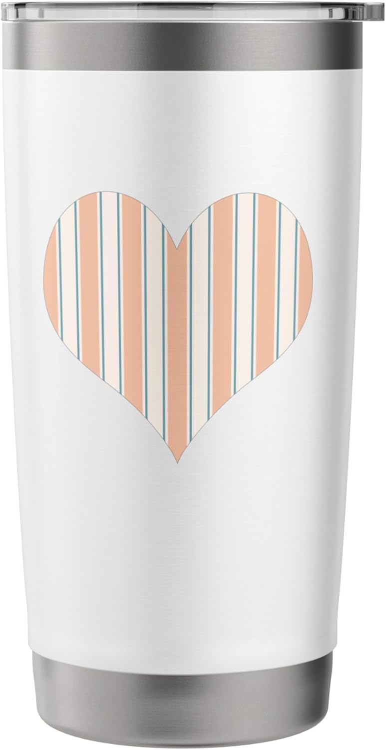 Cute Pastel Peach and Cream Classic Vertical Stripe Pattern Stainless Steel Insulated Tumbler