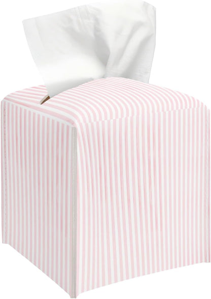 Pink Tissue Box Cover, Cute Tissue Holder Square with Bottom Belt for Home Bathroom Office Vanity Countertop, Housewarming Gifts Ideas for Women Friends Mom Bestie -13
