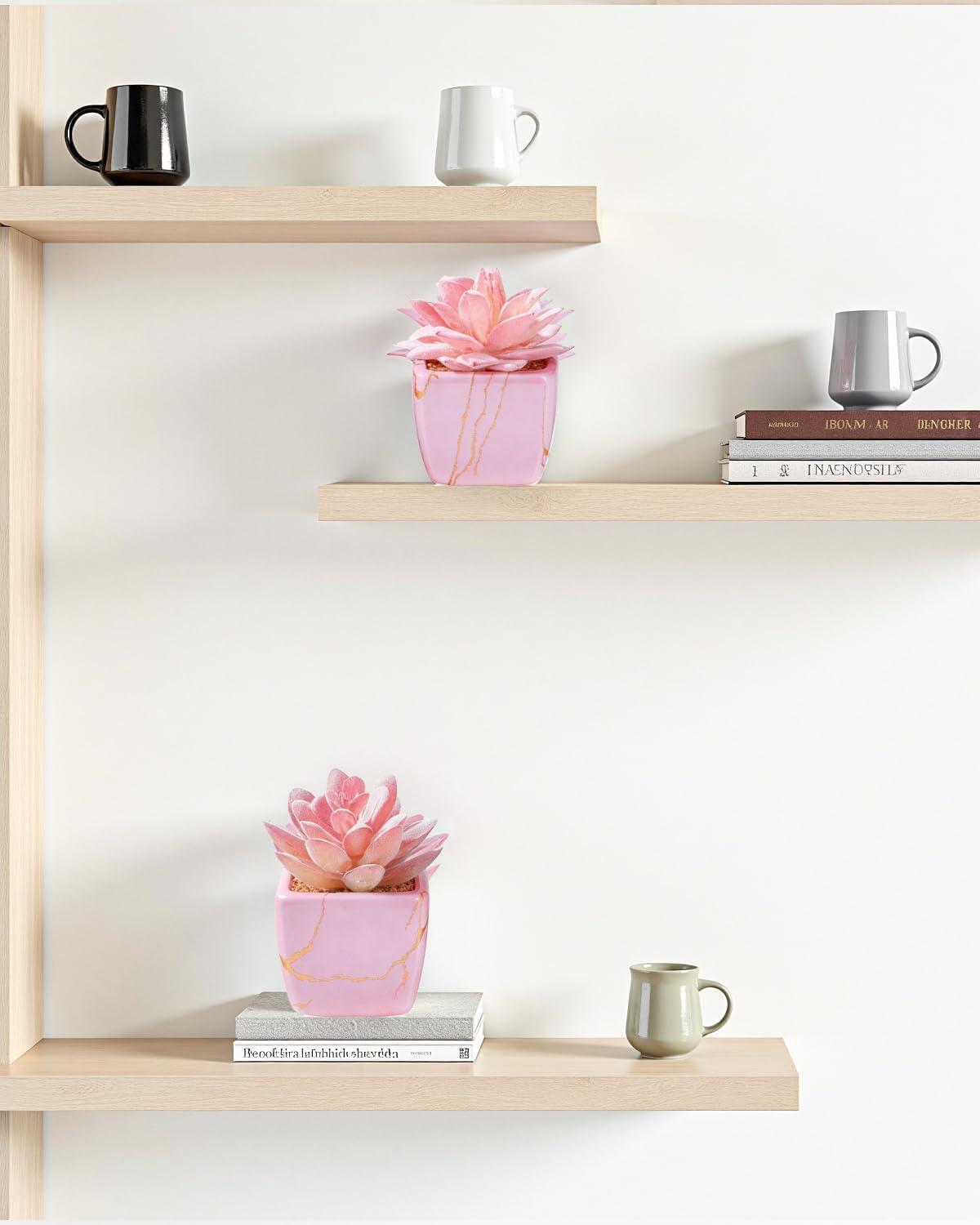 Taybonds Artificial Succulent in 2PCS Pink Ceramic Pot, Small Fake Succulents Plants for Office and Desk Decor,Bathroom