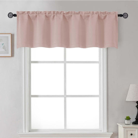Gwine Valentine's Day Blush Pink Valance for Windows, Small Blackout Valance Kitchen Curtains for Bathroom Basement, Modern Rod Pocket Thermal Insulated Window Treatment, 60" Wx14 L, 1 Piece