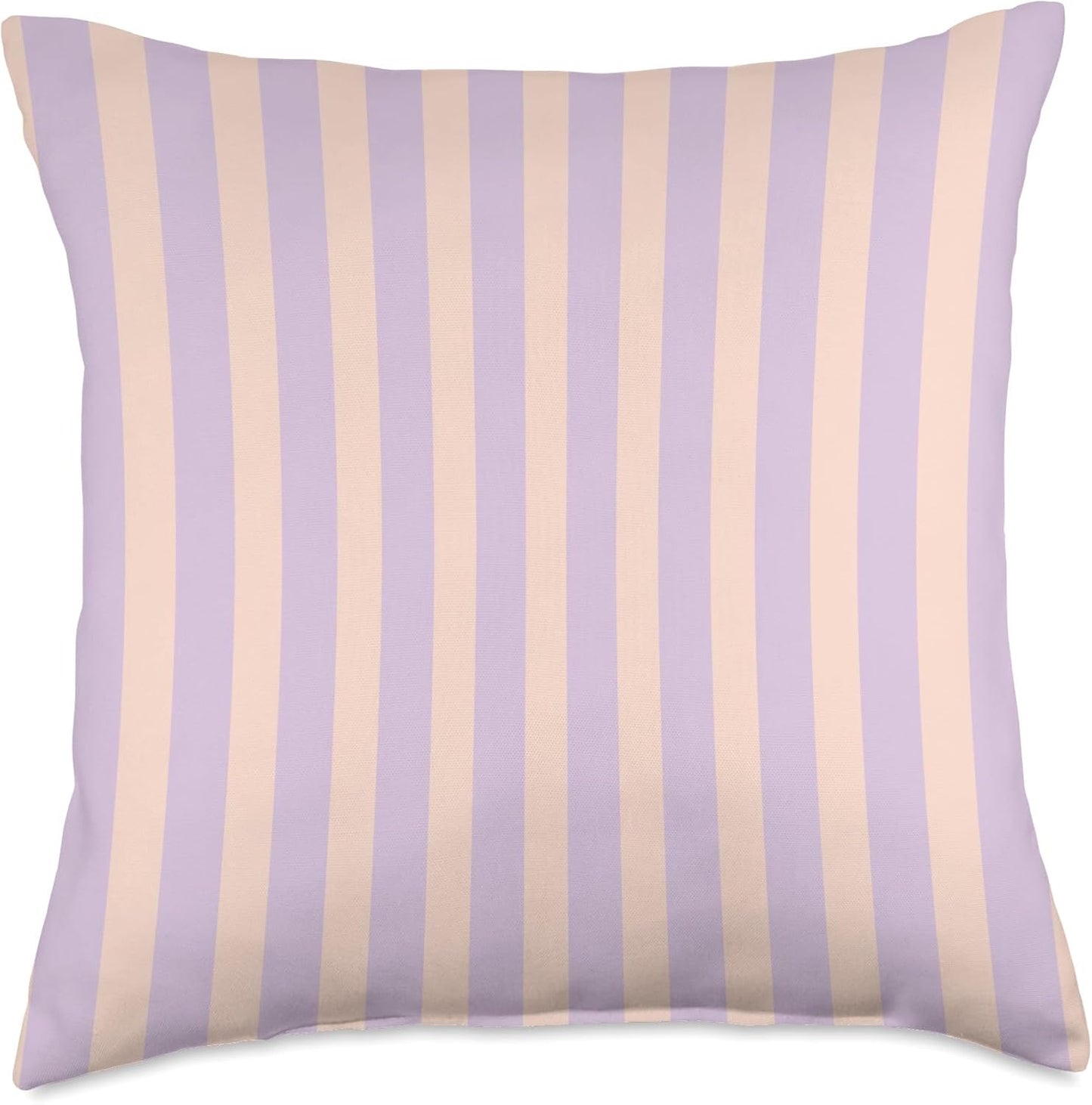 Pastel Lavender and Peach Vertical Stripes Minimal Aesthetic Throw Pillow