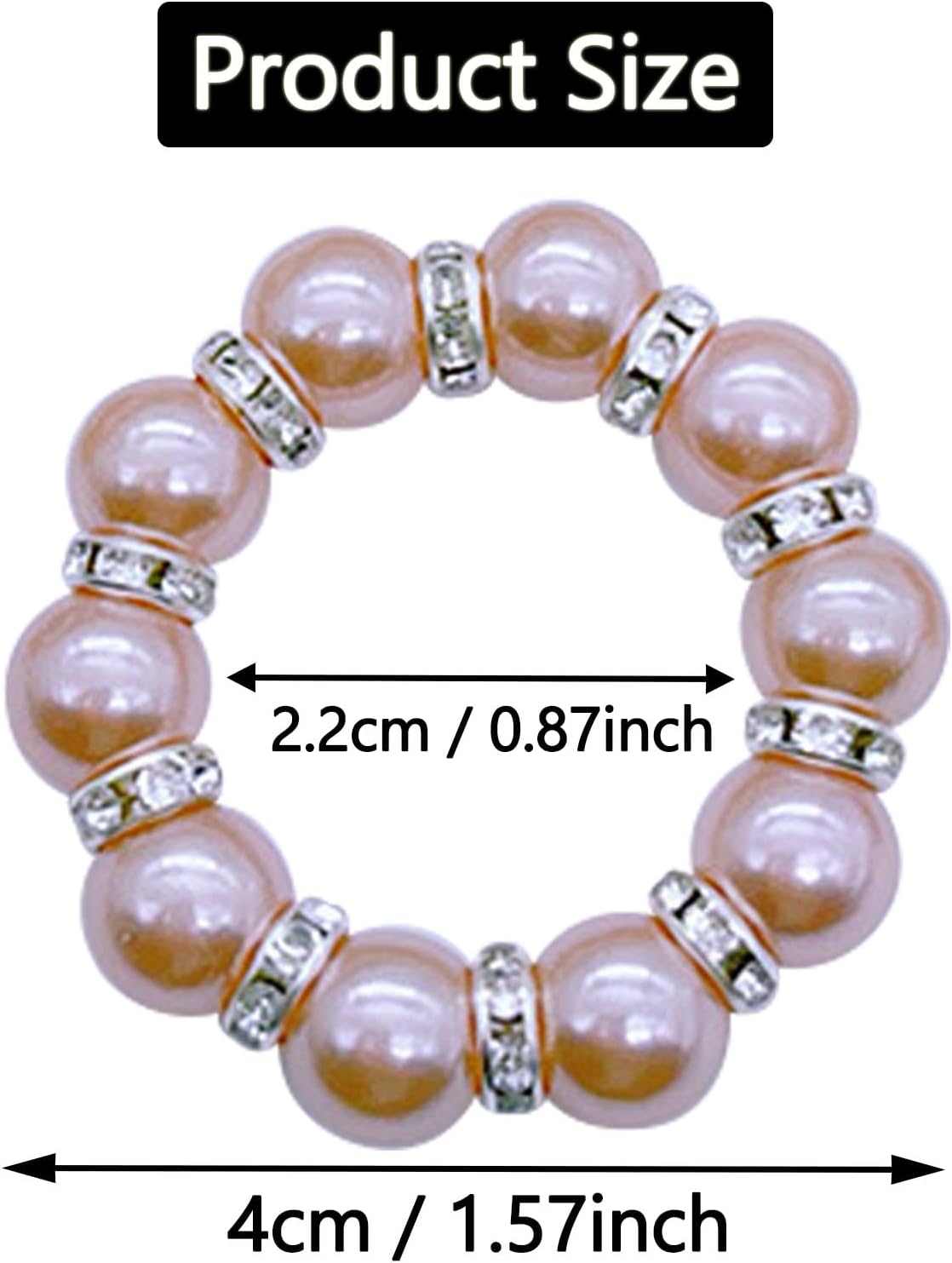 6 PCS Pearl Napkin Rings Stretched Beaded Table Napkin Holder for Christmas Birthday Wedding Anniversary Dinning Party Decor