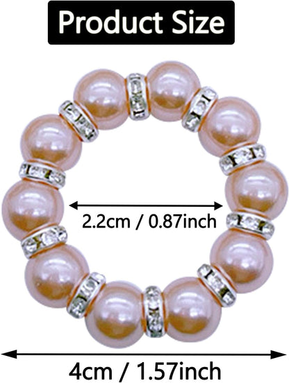 6 PCS Pearl Napkin Rings Stretched Beaded Table Napkin Holder for Christmas Birthday Wedding Anniversary Dinning Party Decor