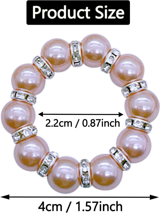 6 PCS Pearl Napkin Rings Stretched Beaded Table Napkin Holder for Christmas Birthday Wedding Anniversary Dinning Party Decor