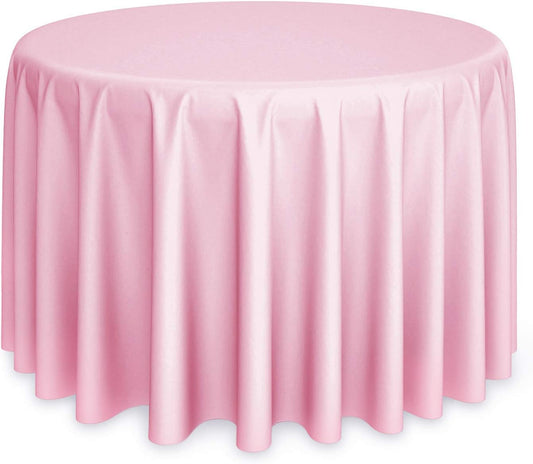 Lann's Linens - 120" Round Premium Tablecloth for Wedding/Banquet/Restaurant - Polyester Fabric Table Cloth - Pink