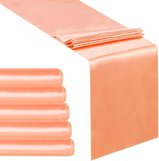 B-Cool Rose Gold Table Runner Satin Table Runners Wedding Table Runner Silk Smooth Fabric for Wedding Party Decorations 5 Packs 12x108 inch