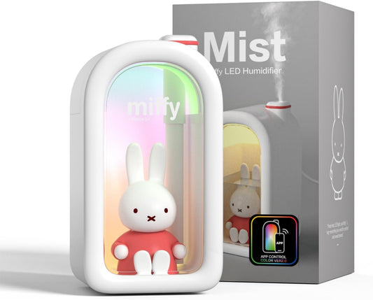 Mipow X Miffy Cool Mist Humidifier - Ultrasonic Quiet Humidifier, Mini Cute Humidifier with Night Light, 380ml for Bedroom, App-Controlled RGB Light (2.0 Plus-Version) - Pink