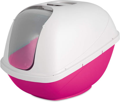 Petmate Basic Hooded Cat Litter Pan, Large, Pink and White, Made in USA