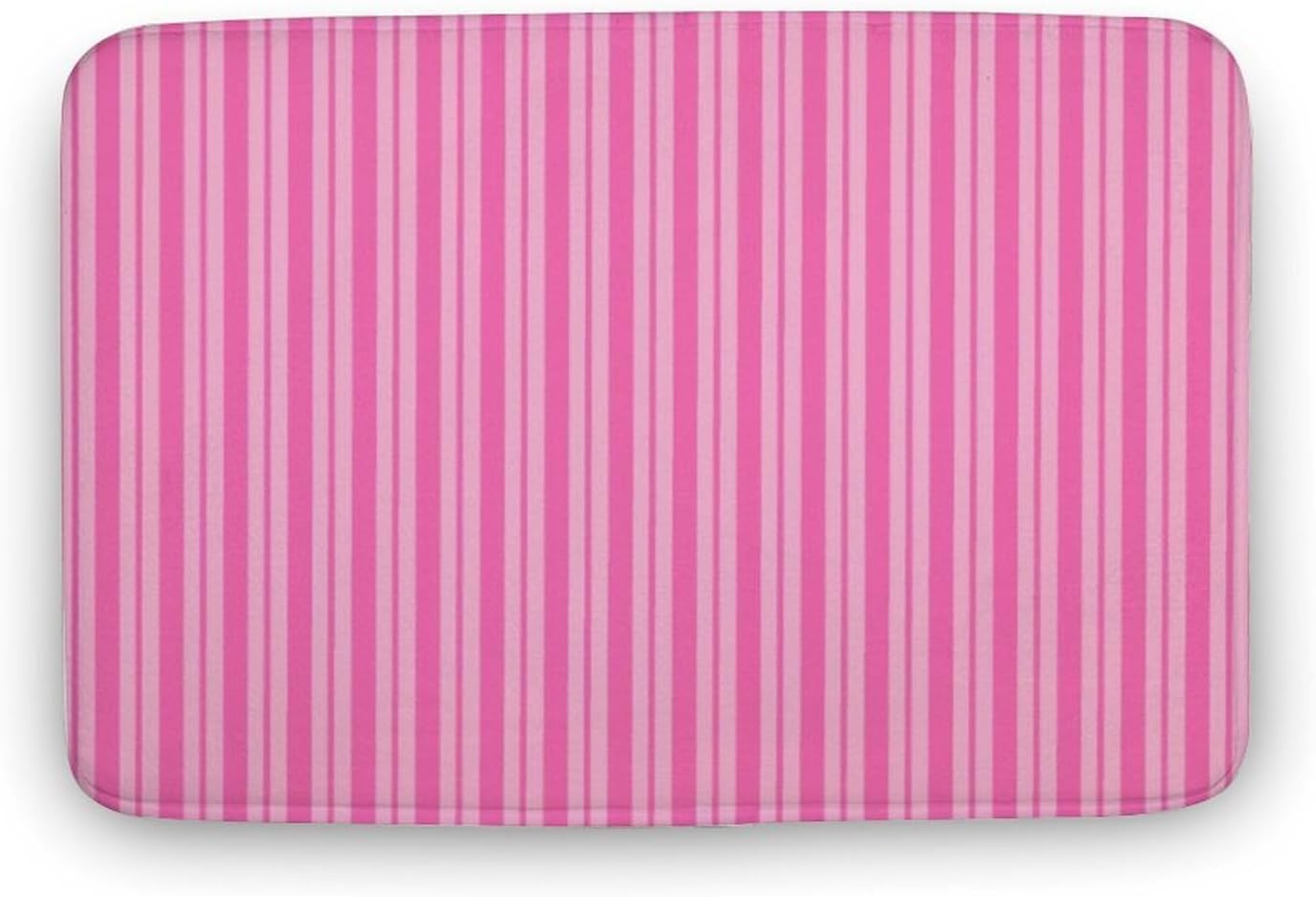 Multiple Stripe Patterns Pink Bathroom Rugs, Non Slip & Absorbent Bath Mat Carpets for Bathroom, Entryway or Sink 16" x 24"