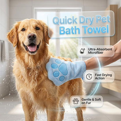 SENOY Paw Bathing Towel for Cats, Washable Reusable Coral Fleece Pet Drying Glove, Quick-Absorbent Cat Bathing Supplies with Hanging Loop, Soft Grooming Towel for Dogs & Cats (Pink-2pcs)