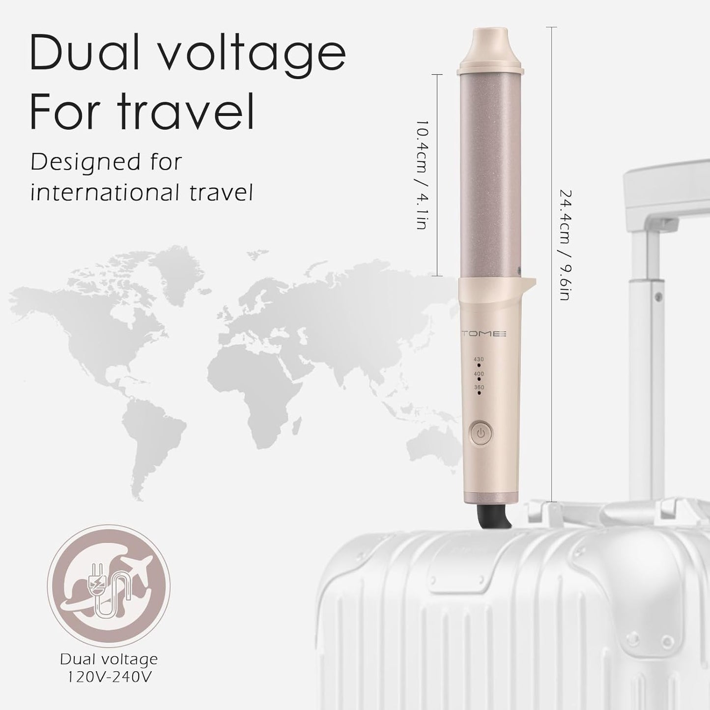 Mini Travel Curling Iron 1.25 inch Oval，Dual Voltage 110-240V, 20s Fast Heating, 3 Temps 360/400/430°F，1 ¼-Inch Barrel Creates Frizz-Free Loose Curls for Short to Medium Hair, Pink