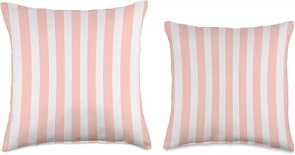 Cute Pastel Peach Pink Striped Pattern Minimalist Throw Pillow
